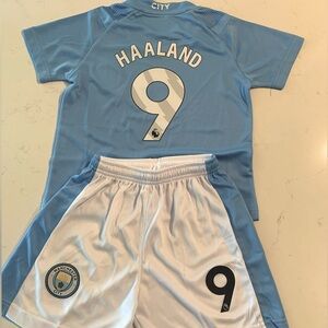 Erling Haaland Large 28 Age 10-11 Kids Youth Soccer Jersey Man City Kit - New